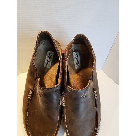 OLUKAI Moloa Leather Slip-On Shoe - (Ray / Toffee) Men’s Size 10 US / 43 EUR